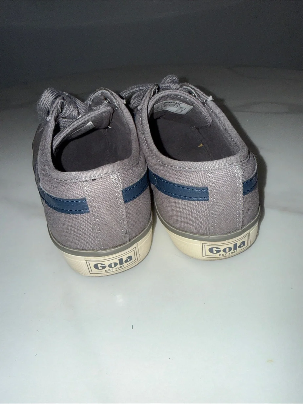 Gola Gray Canvas Sneakers with Navy Side Stripes